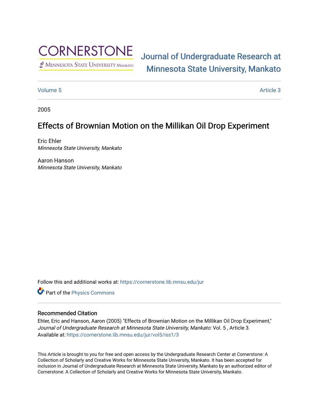 Effects of Brownian Motion on the Millikan Oil Drop Experiment