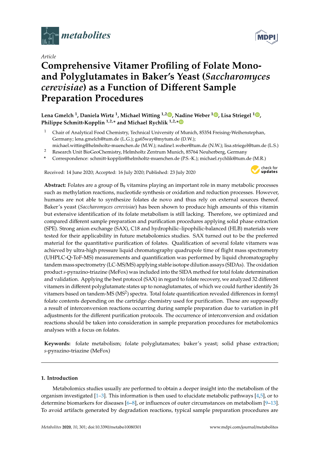 Comprehensive Vitamer Profiling of Folate Mono