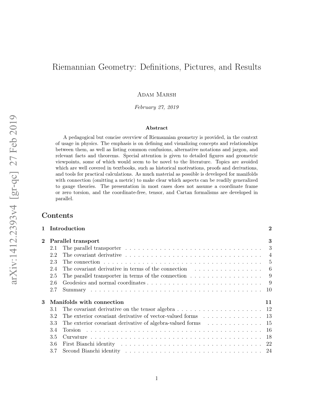 Arxiv:1412.2393V4 [Gr-Qc] 27 Feb 2019 2.6 Geodesics and Normal Coordinates