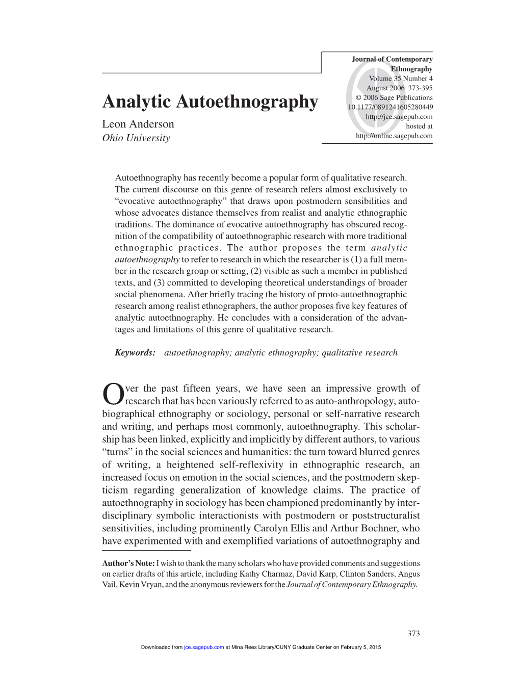 Journal of Contemporary Ethnography-2006-Anderson-373-95