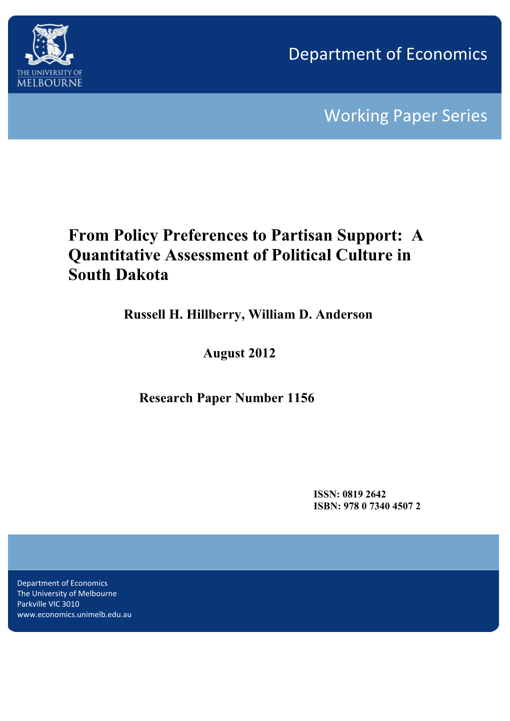 A Quantitative Assessment of Political Culture in South Dakota