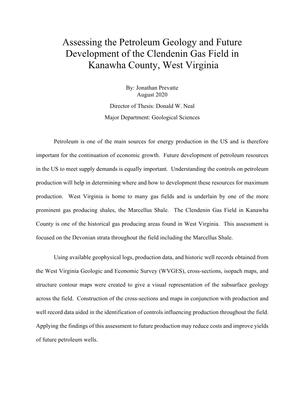 Assessing the Petroleum Geology and Future Development of the Clendenin Gas Field in Kanawha County, West Virginia