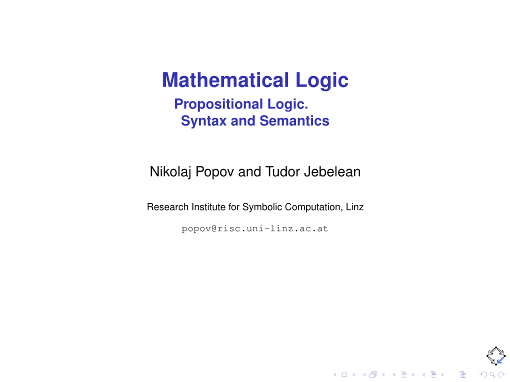 Mathematical Logic Propositional Logic