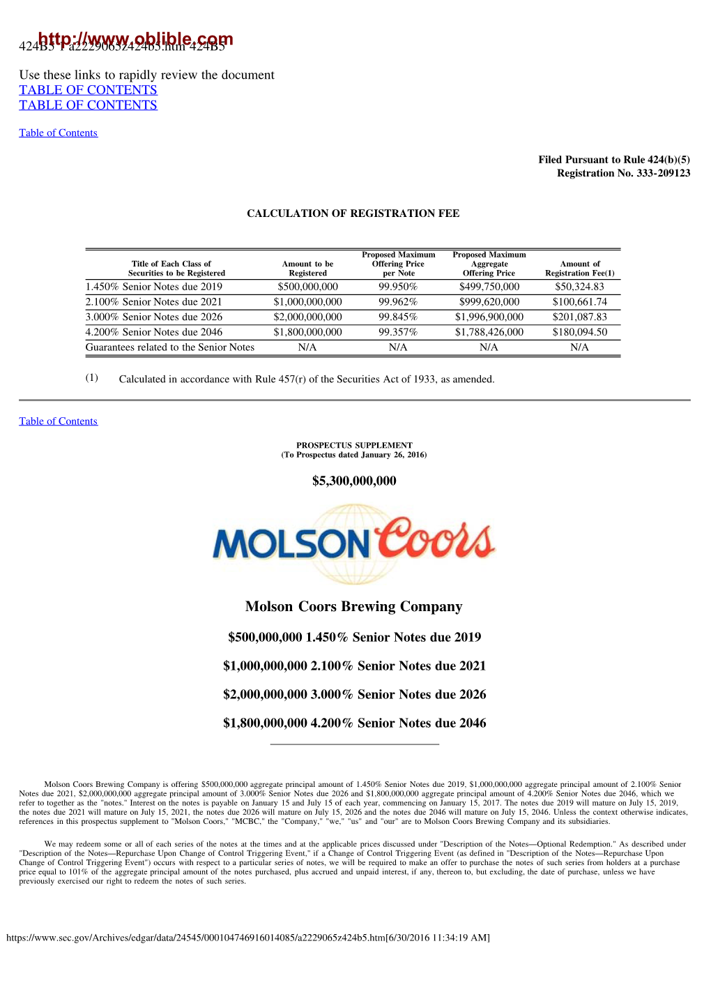 Molson Coors Brewing Company