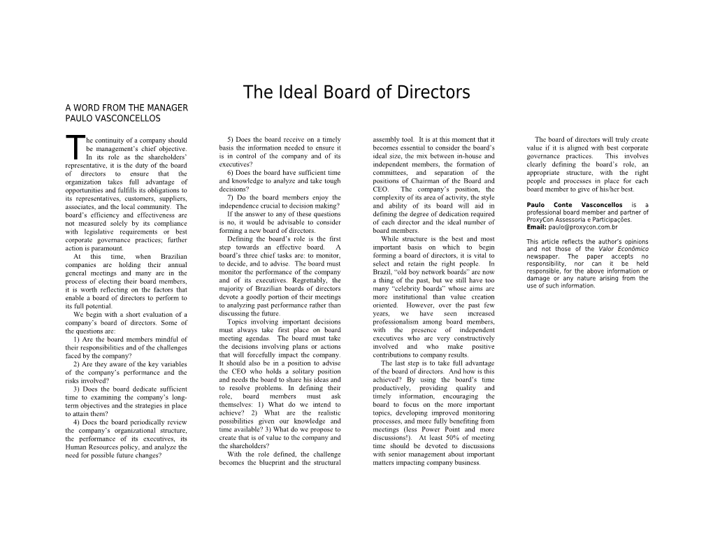 The Ideal Board of Directors