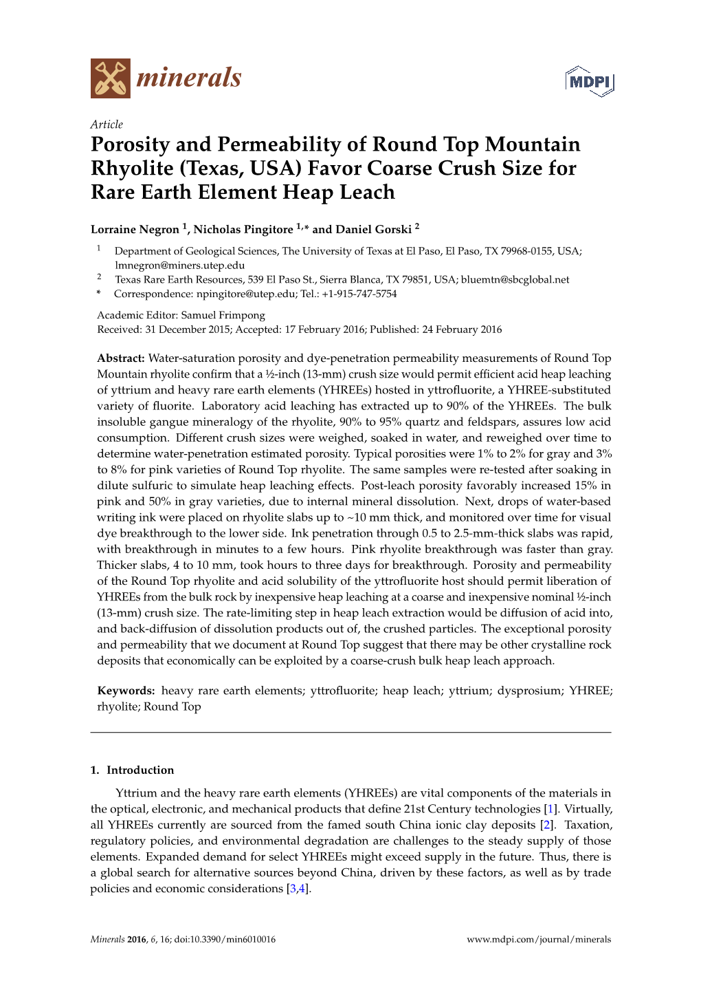 Favor Coarse Crush Size for Rare Earth Element Heap Leach