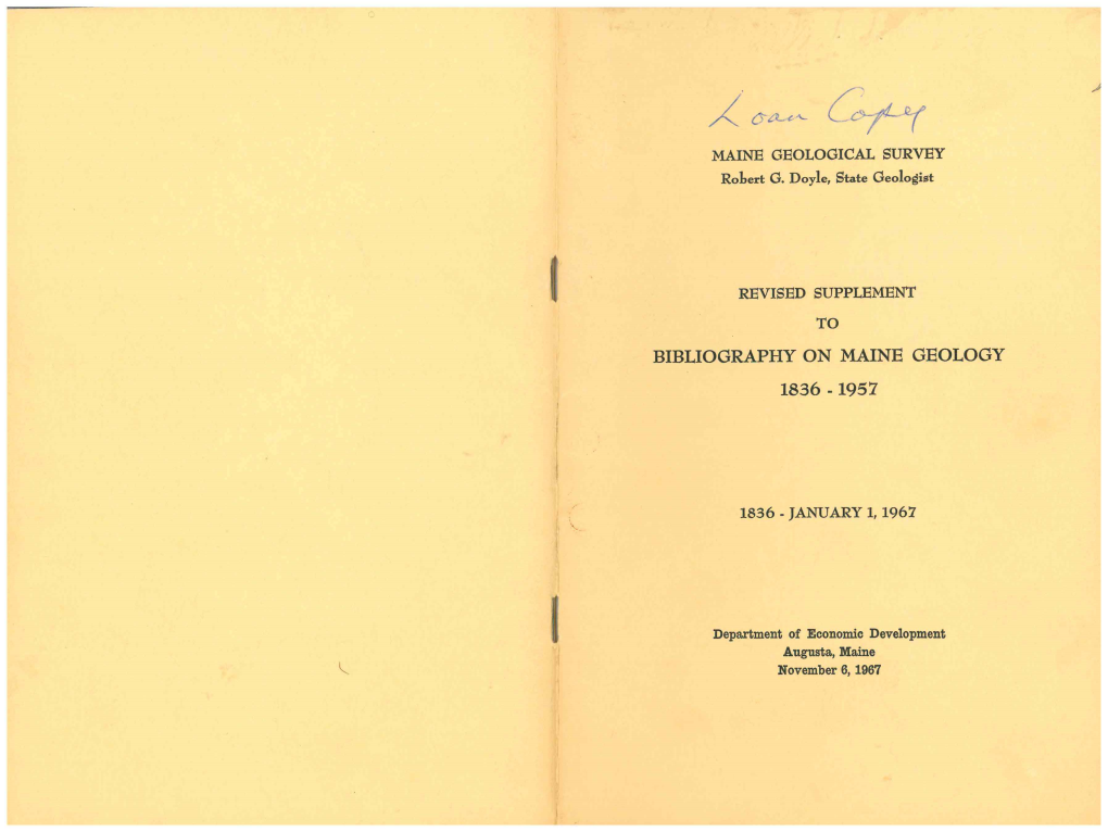 Bibliography on Maine Geology 1836 - 1957