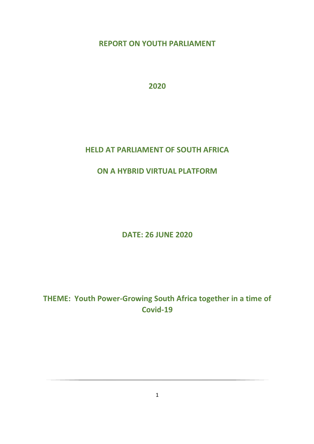 Report on Youth Parliament, Date 26 June 2020