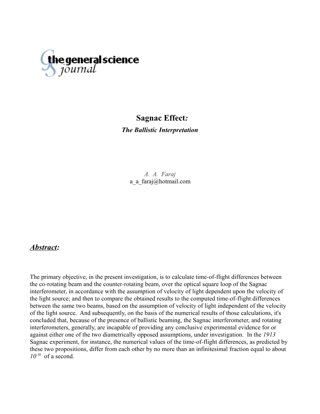 Sagnac Effect: the Ballistic Interpretation