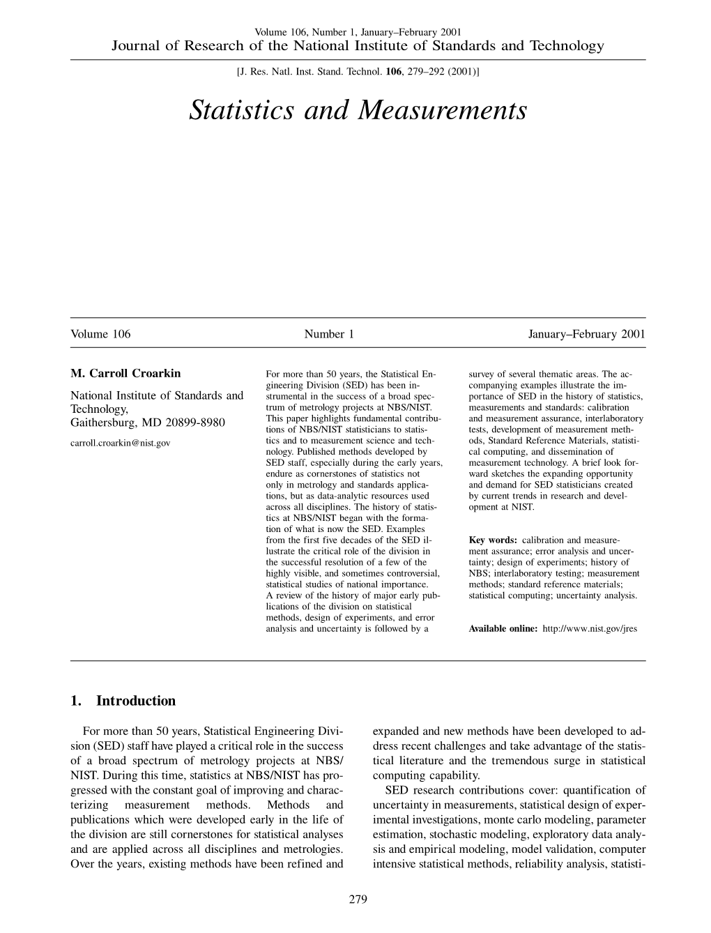 Statistics and Measurements