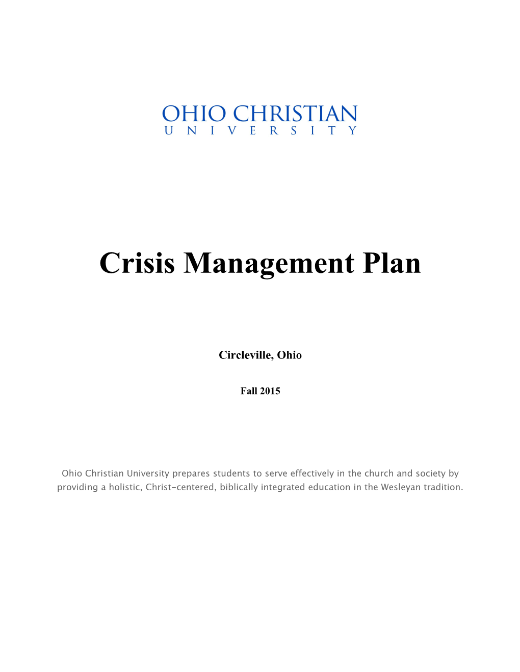 Crisis Management Plan