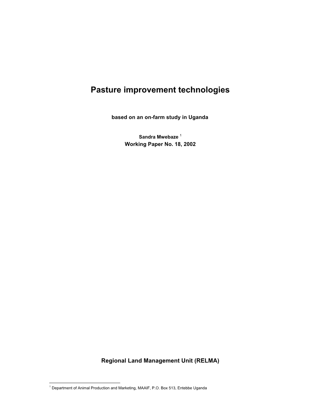 Pasture Improvement Technologies