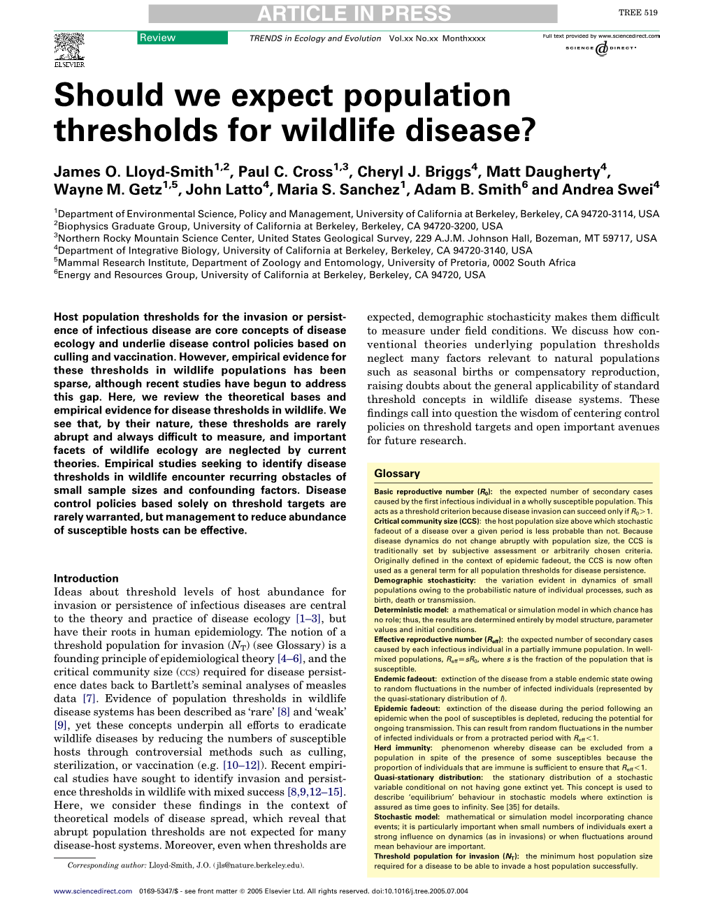 Should We Expect Population Thresholds for Wildlife Disease?