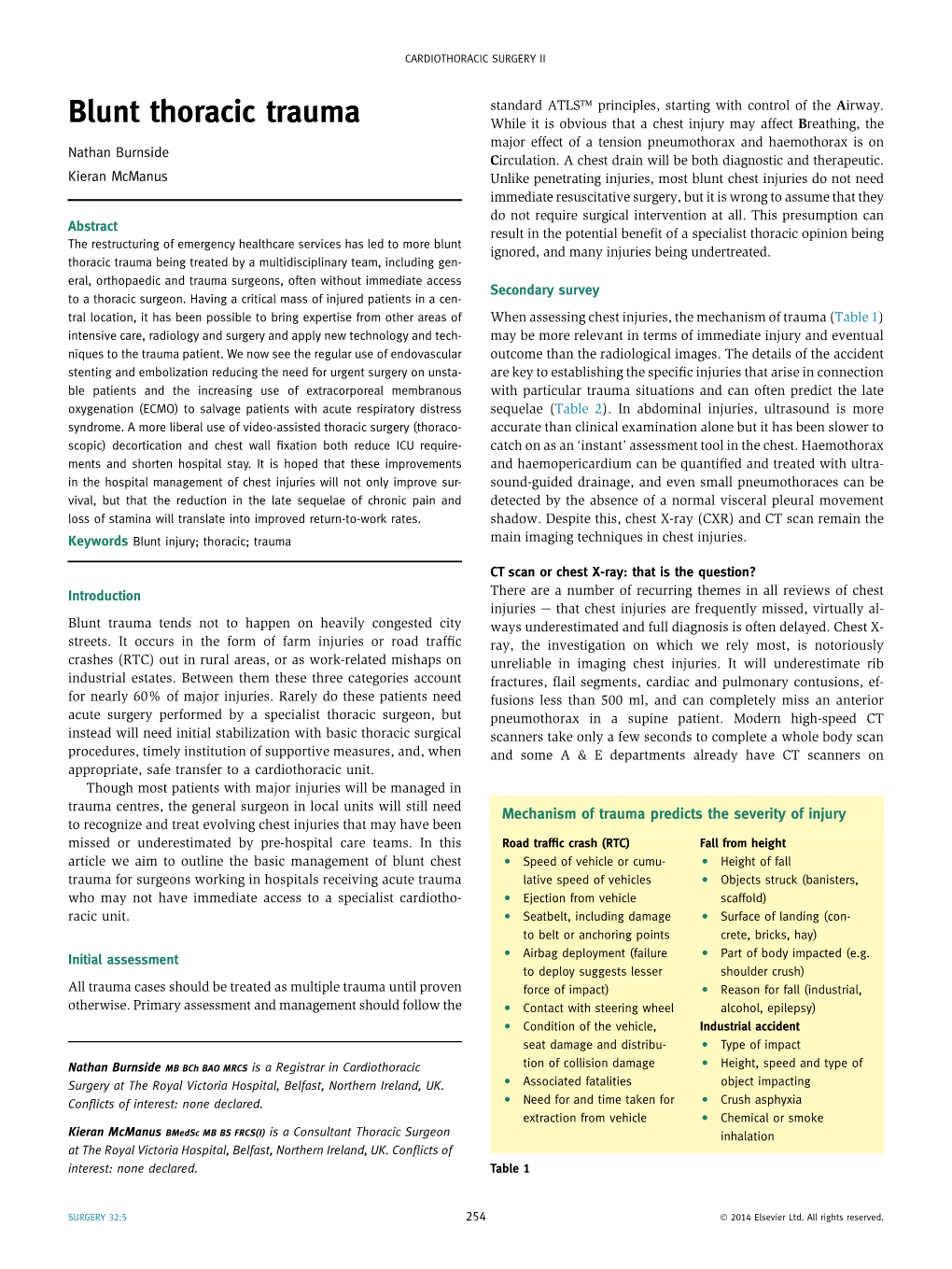 Blunt Thoracic Trauma