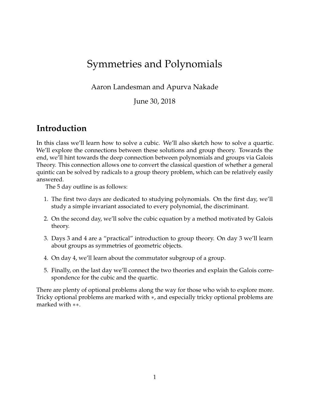 Symmetries and Polynomials