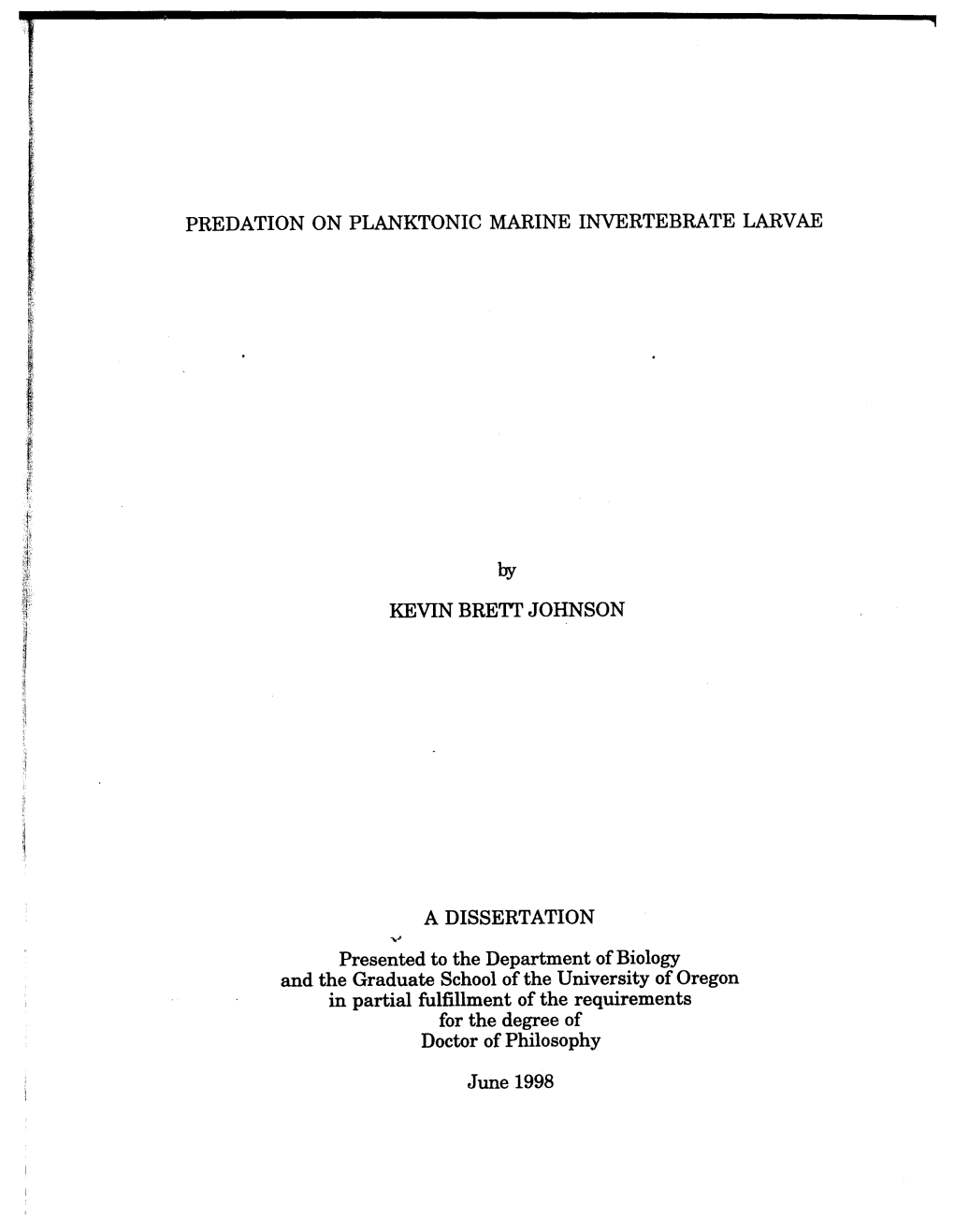 Predation on Planktonic Marine Invertebrate Larvae