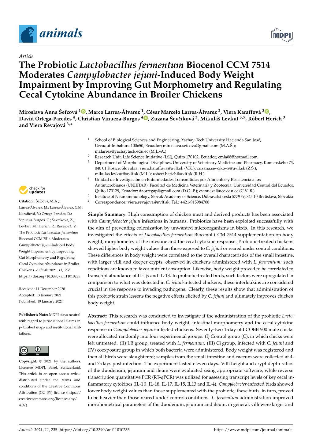 The Probiotic Lactobacillus Fermentum Biocenol CCM 7514