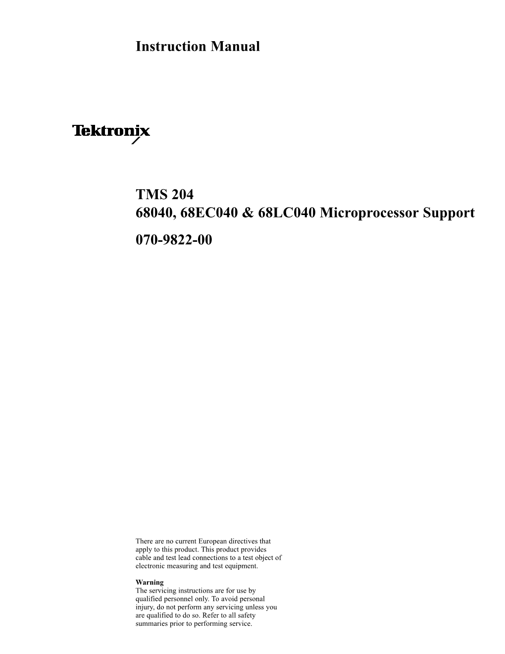 Instruction Manual TMS 204 68040, 68EC040 & 68LC040