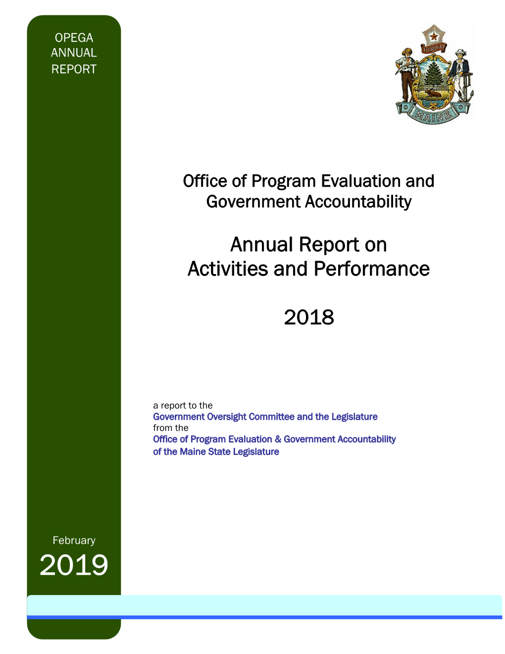 OPEGA Annual Report on Activities and Performance 2018