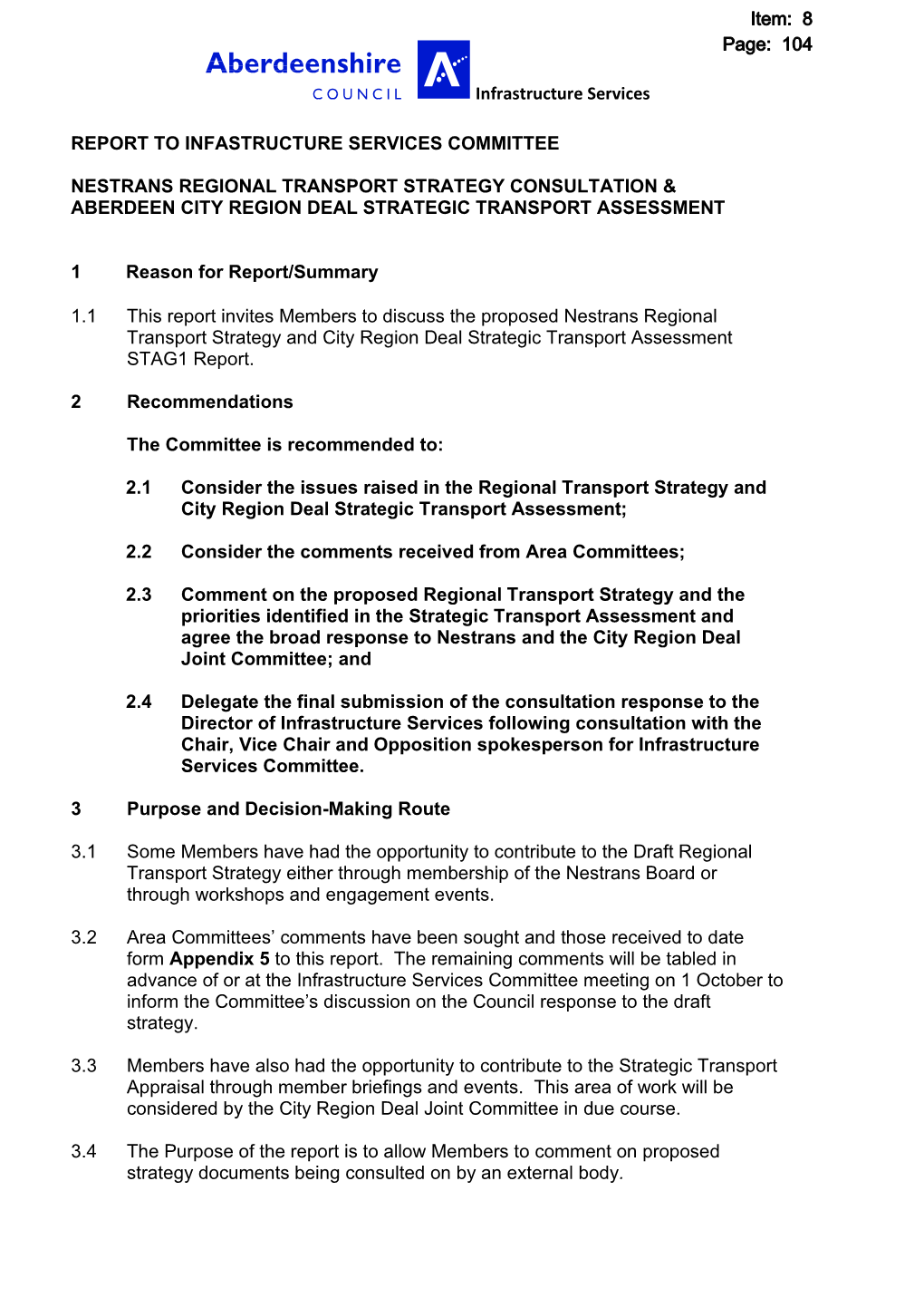 8. Nestrans Regional Transport Strategy, Consultation And