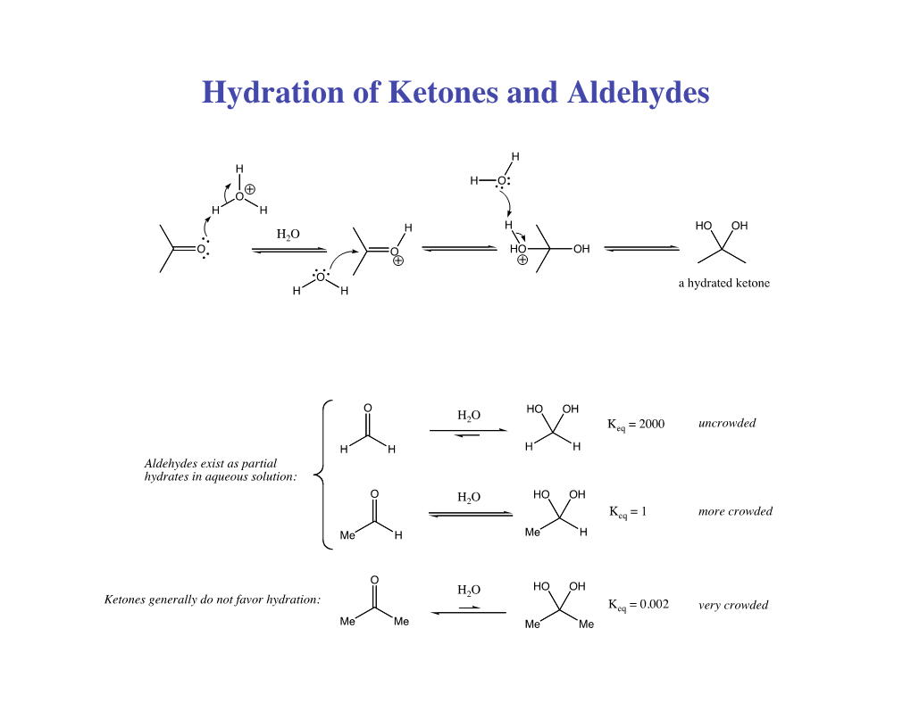 Hydration of Ketones and Aldehydes