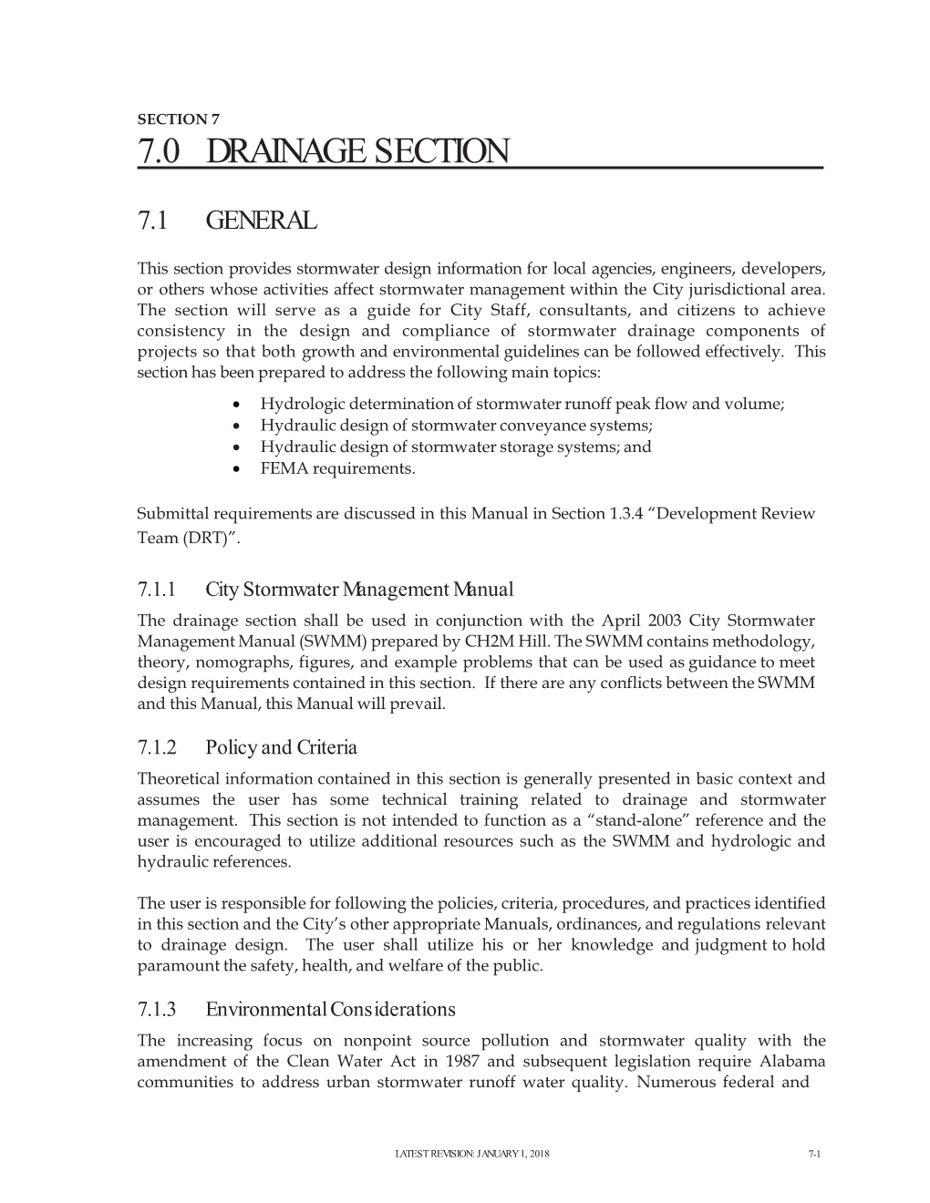 Section 7 7.0 Drainage Section