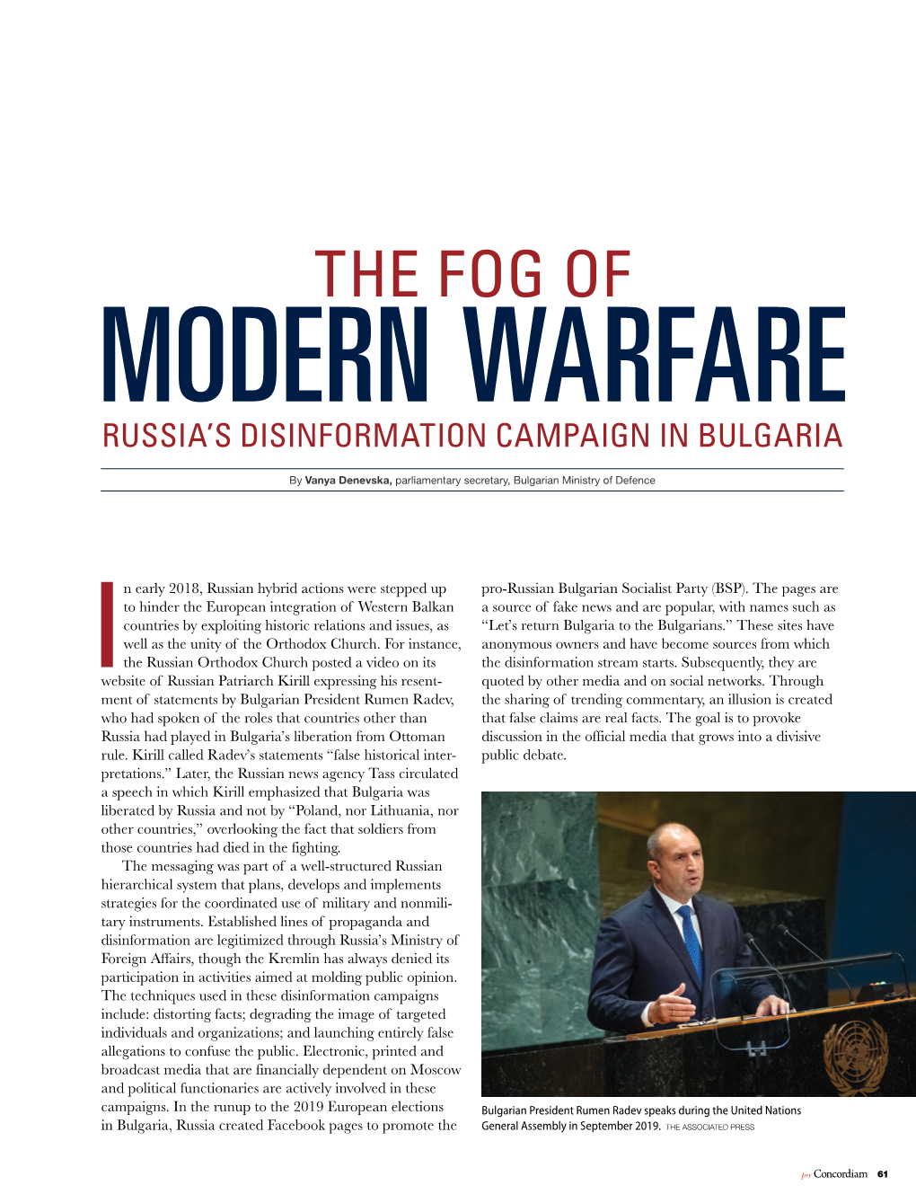 The Fog of Modern Warfare Russia’S Disinformation Campaign in Bulgaria