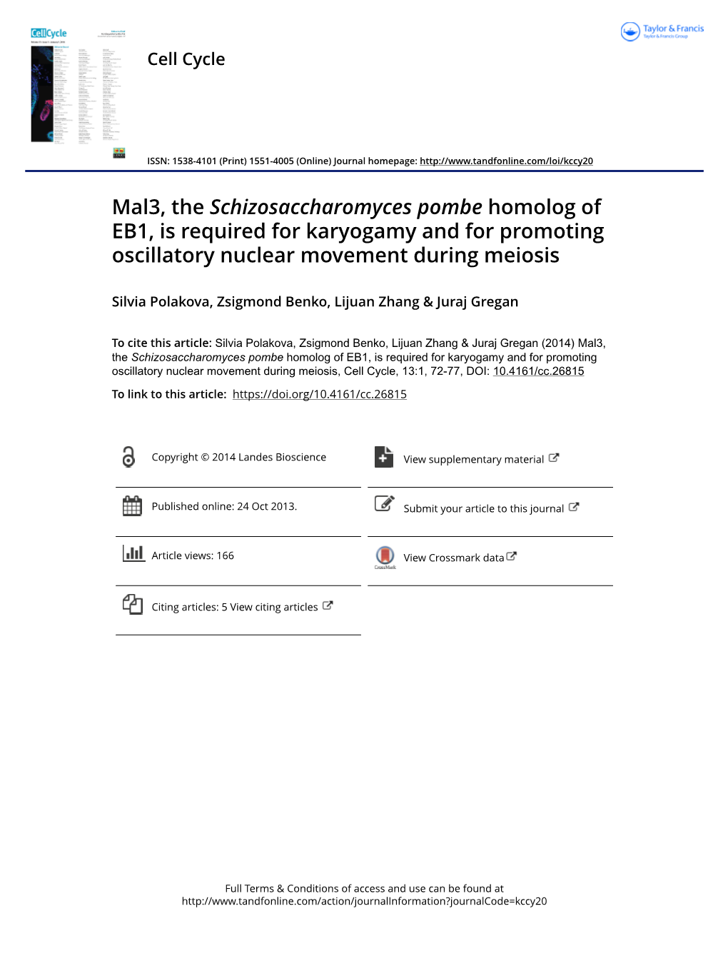 Mal3, the Schizosaccharomyces Pombe Homolog of EB1, Is Required for Karyogamy and for Promoting Oscillatory Nuclear Movement During Meiosis