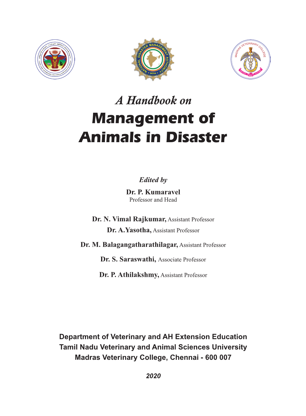 A Handbook on Management of Animals in Disaster