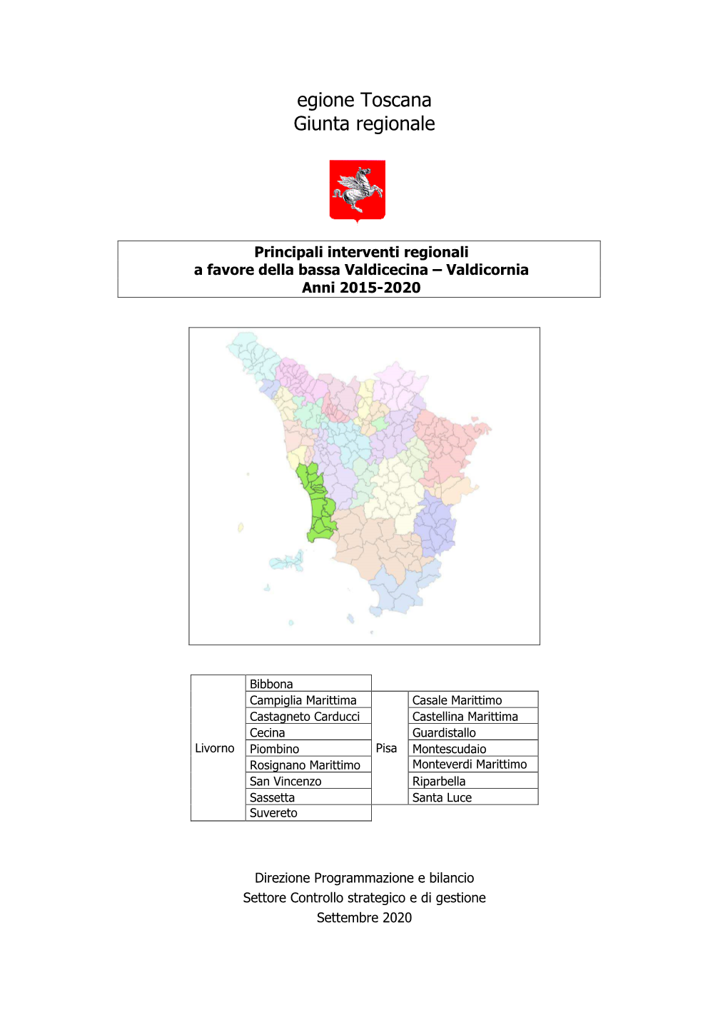 Bassa Valdicecina – Valdicornia Anni 2015-2020