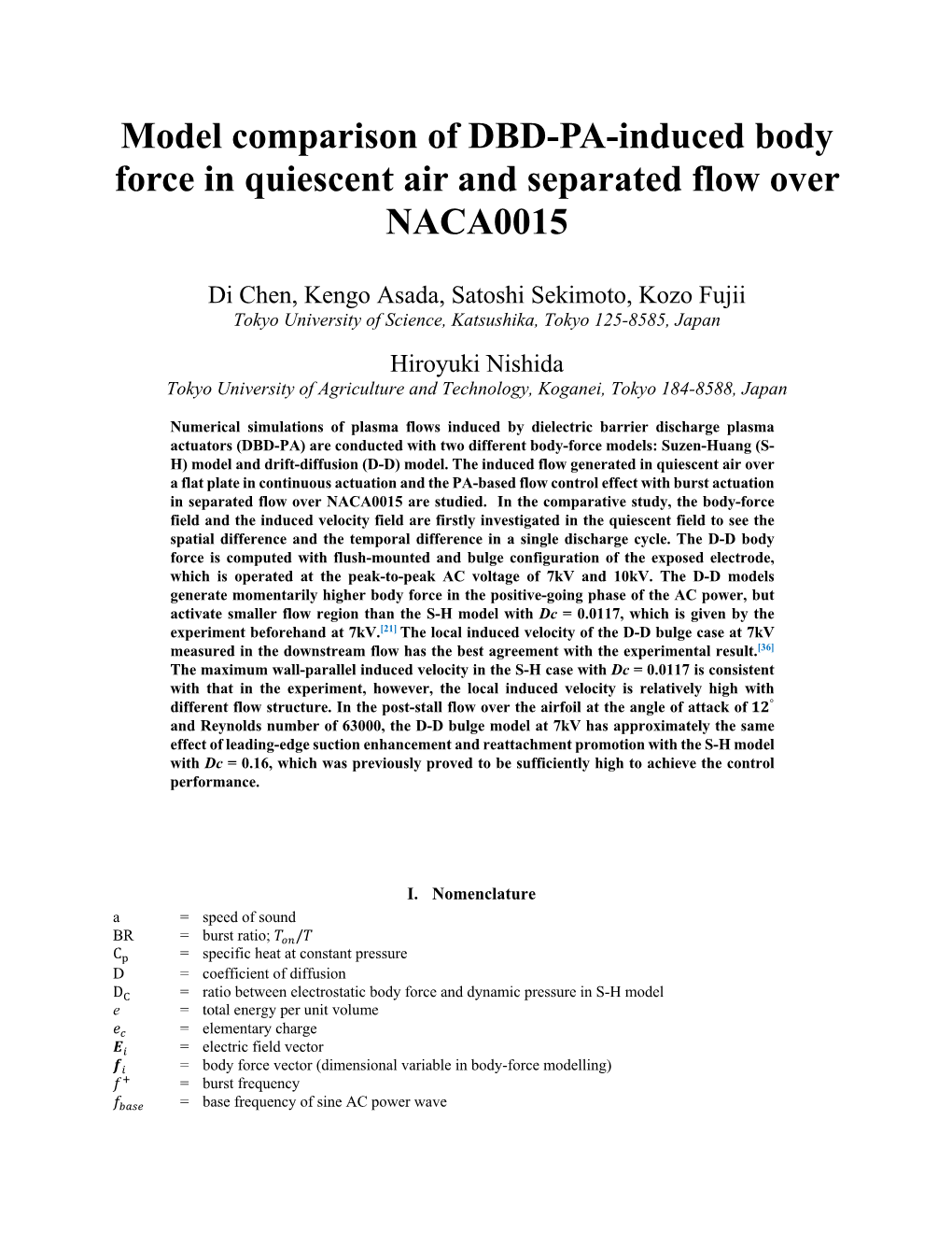 Model Comparison of DBD-PA-Induced Body Force in Quiescent Air and Separated Flow Over NACA0015