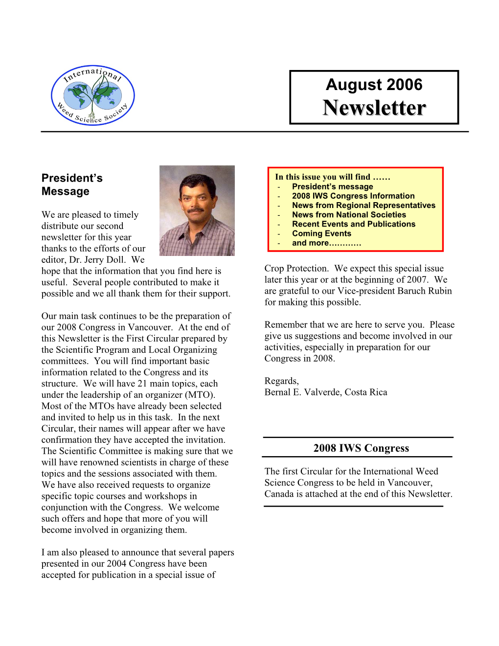 IWSS Newsletter August 2006