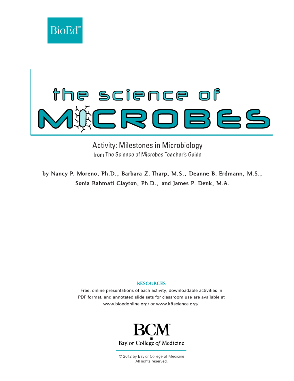 Milestones in Microbiology from the Science of Microbes Teacher’S Guide by Nancy P