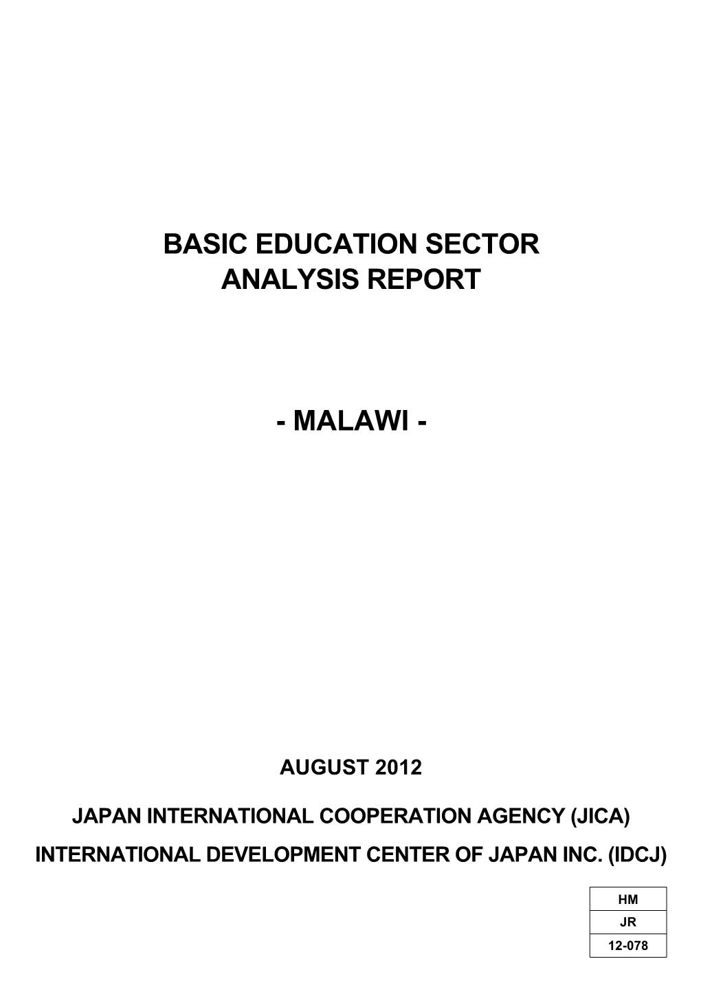 Basic Education Sector Analysis Report