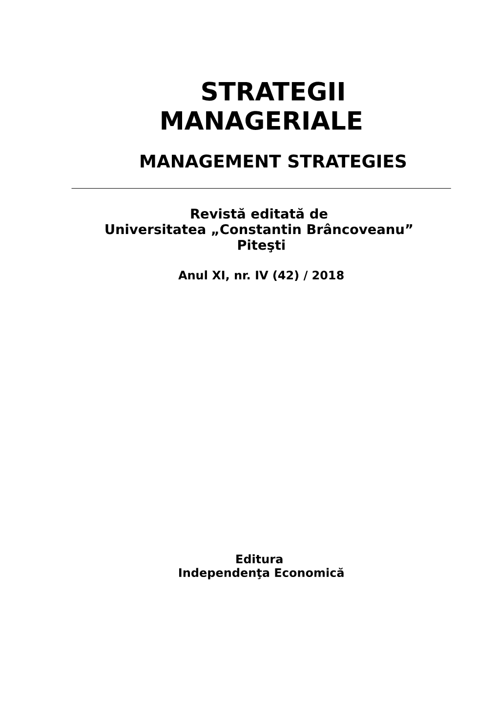 Strategii Manageriale Management Strategies