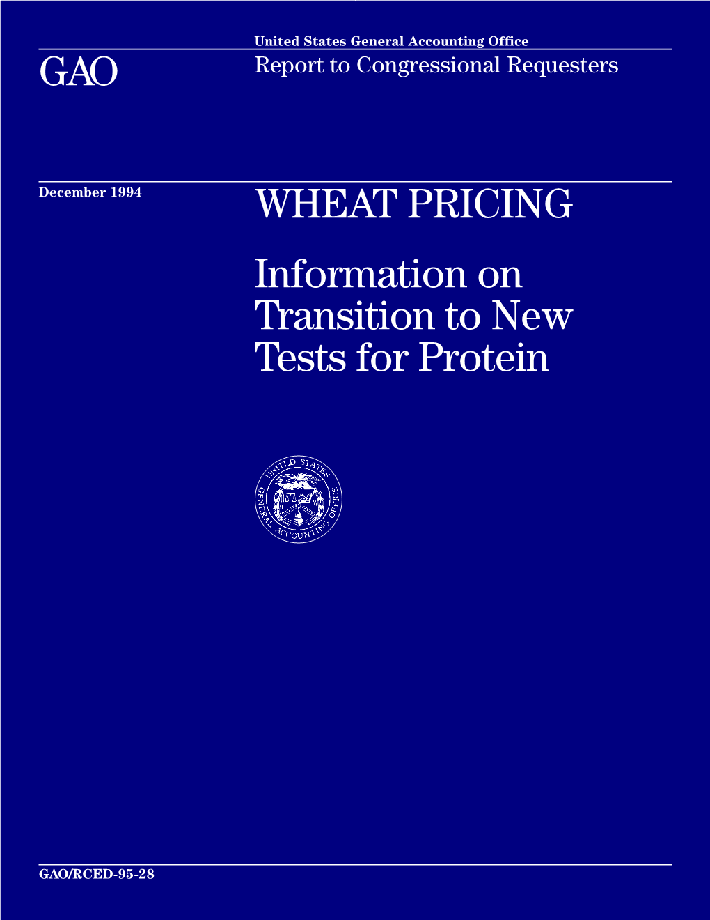 RCED-95-28 Wheat Pricing: Information on Transition to New