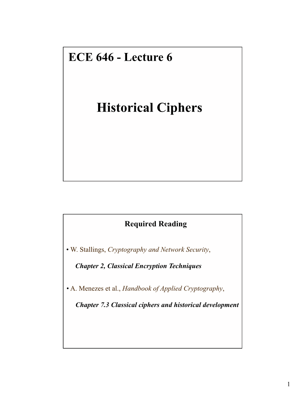 Historical Ciphers