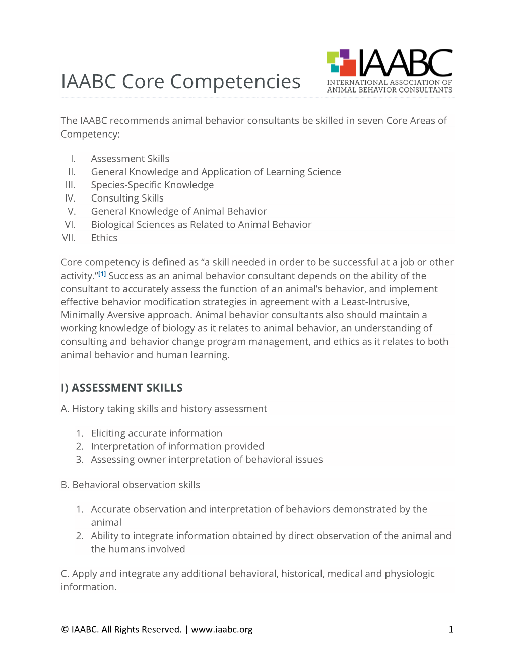 IAABC Core Competencies