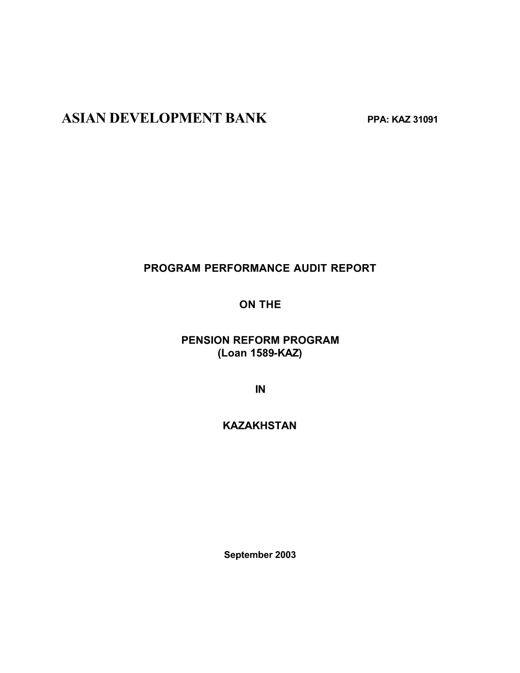 Program Performance Audit Report