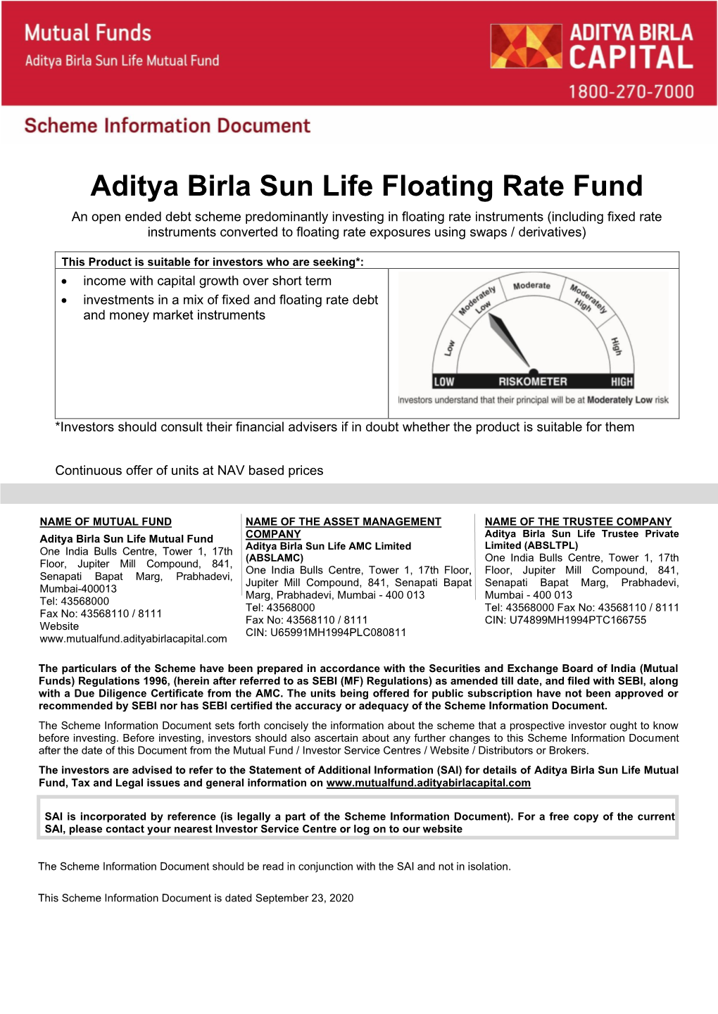 Aditya Birla Sun Life Floating Rate Fund