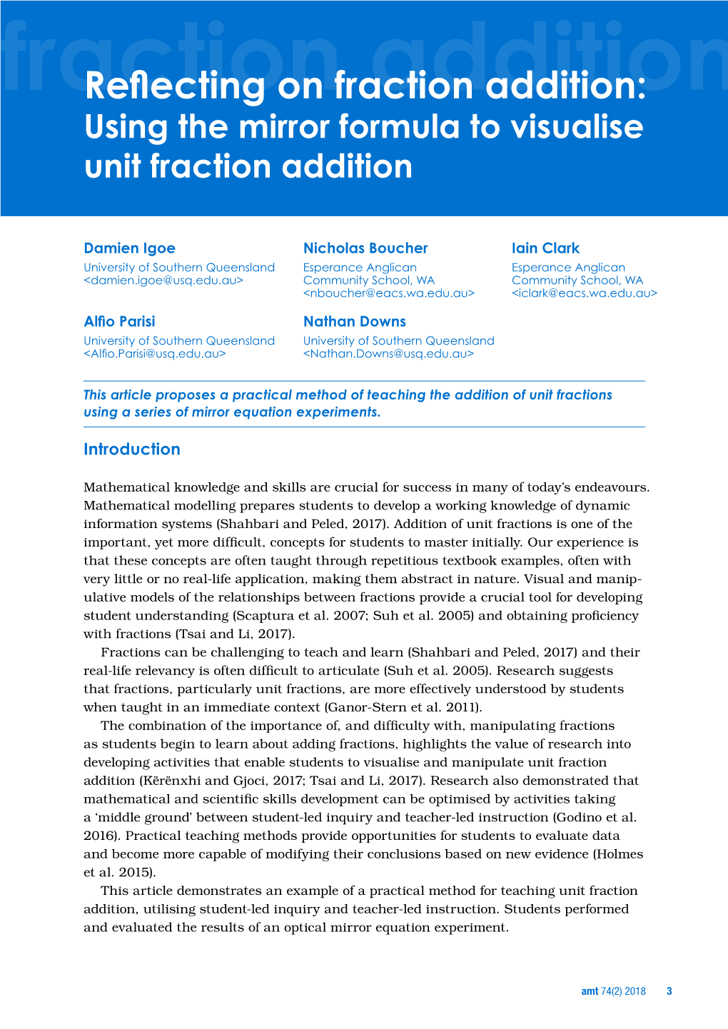 Reflecting on Fraction Addition