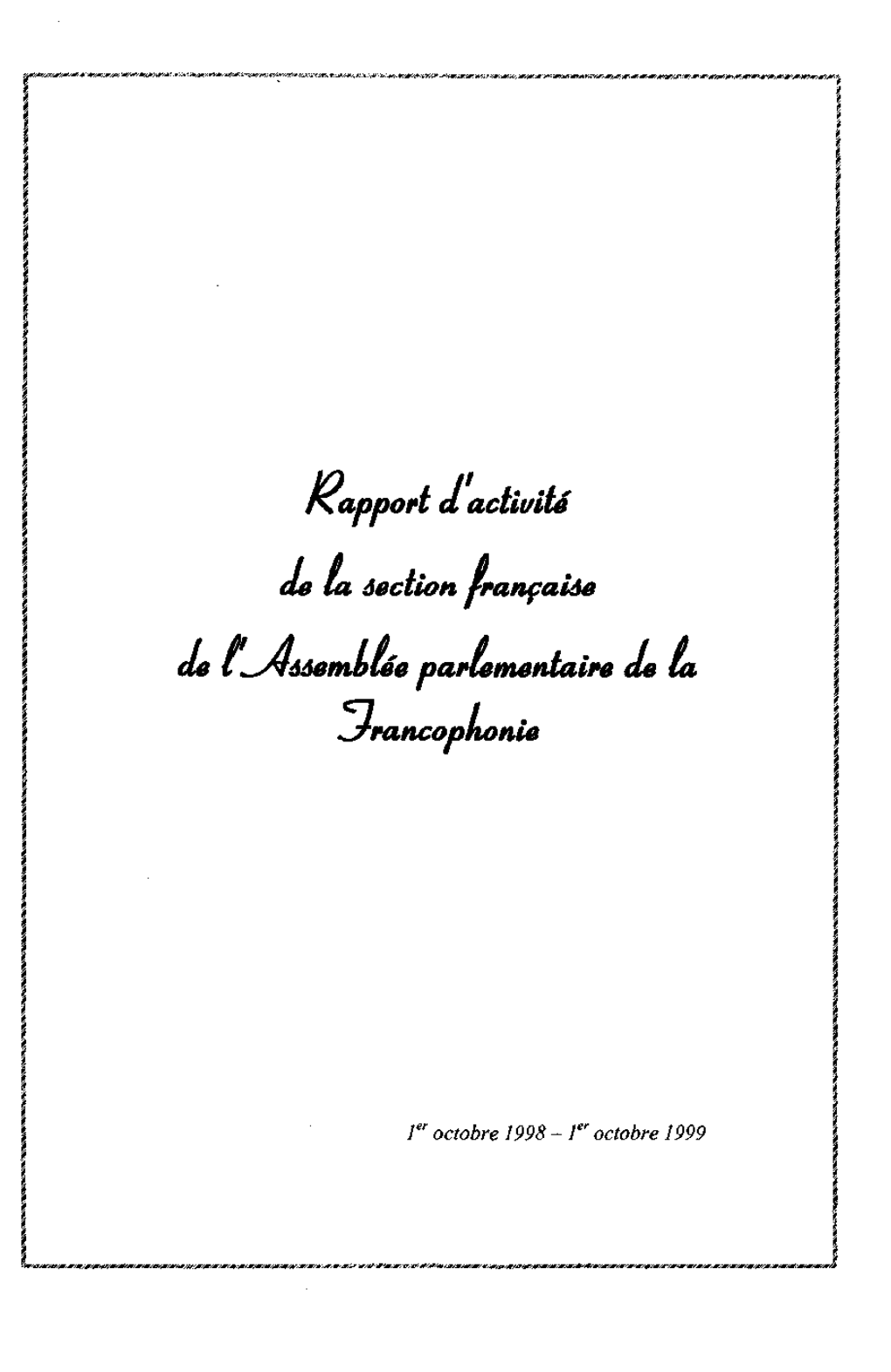 Rapport D'activité De La Section Française De L'assemblée