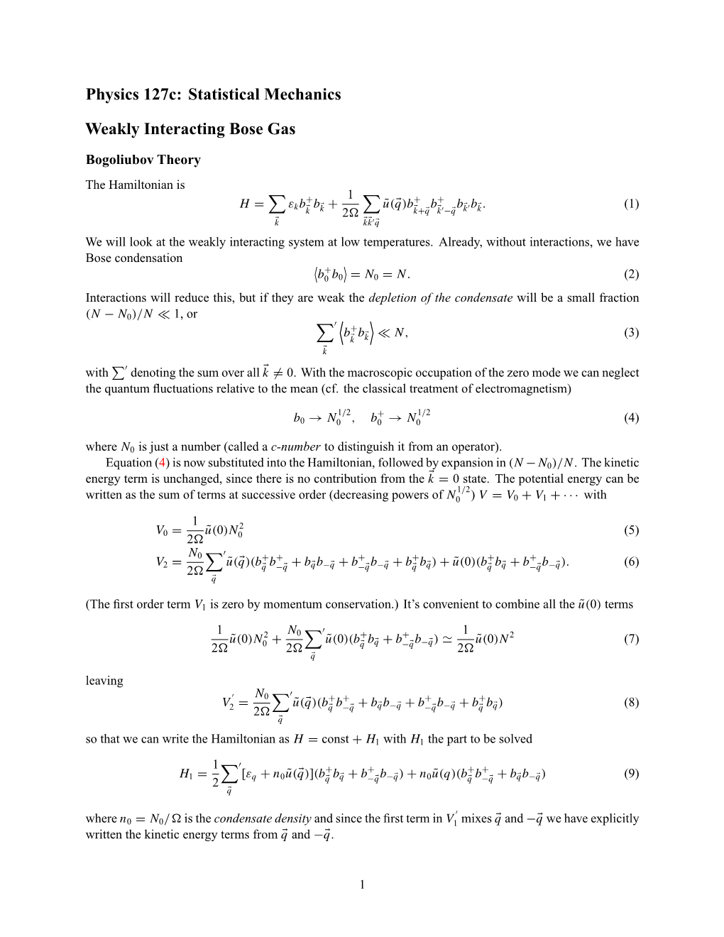 Weakly Interacting Bose Gas