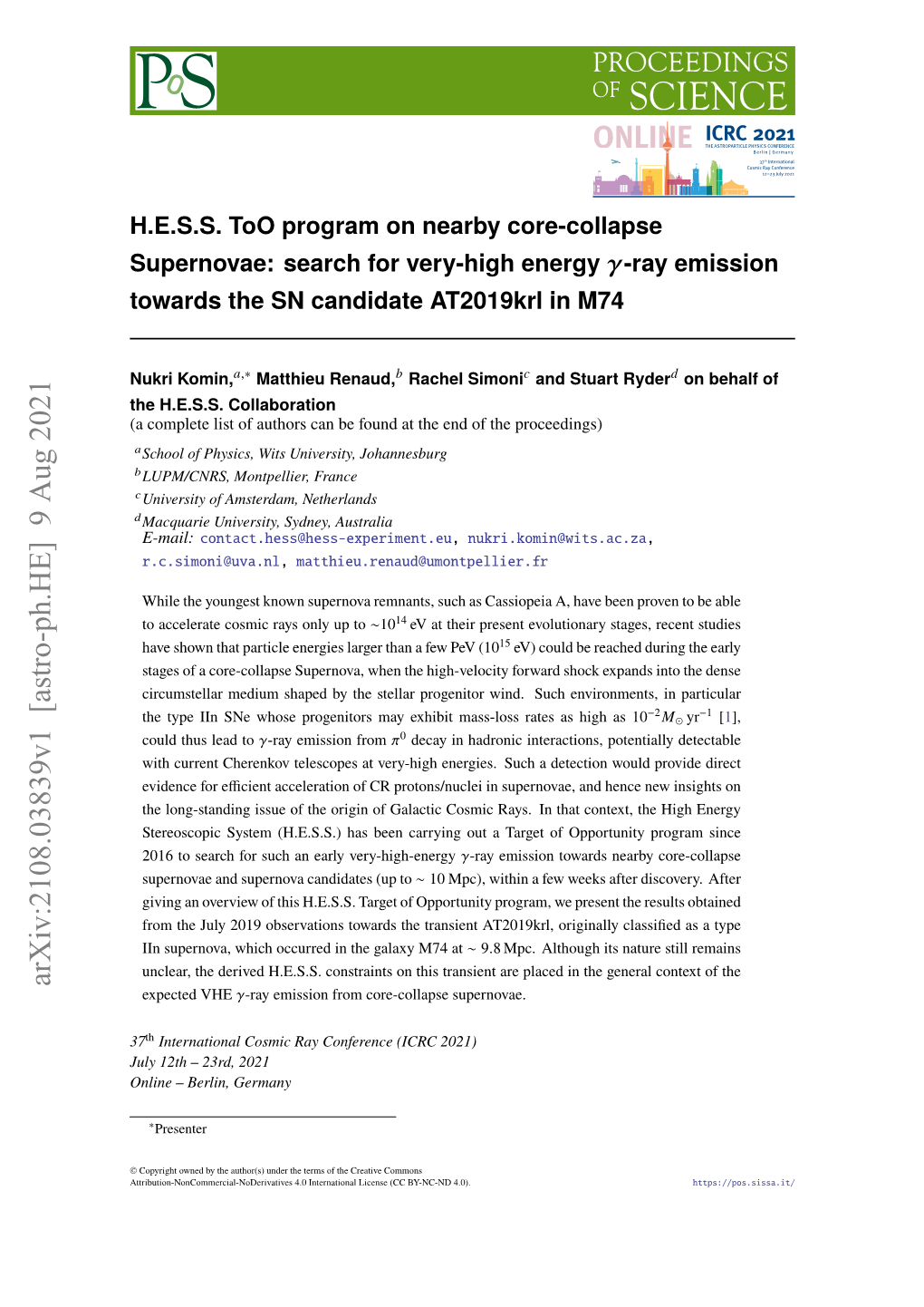 HESS Too Program on Nearby Core-Collapse Supernovae: Search for Very-High Energy $\Gamma $-Ray Emission Towards the SN Candidate At2019krl In