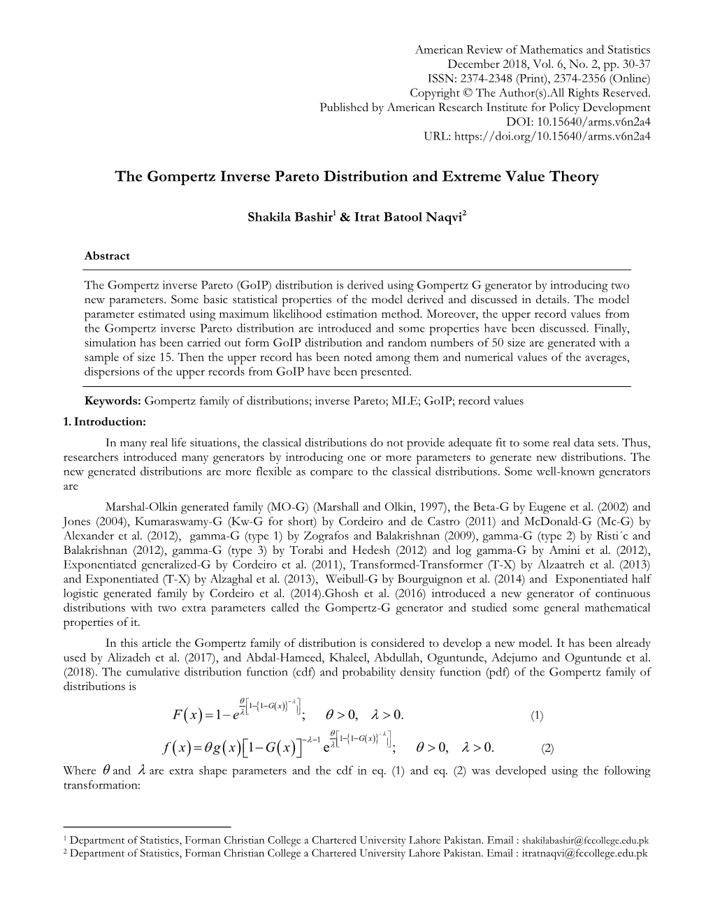 The Gompertz Inverse Pareto Distribution and Extreme Value Theory