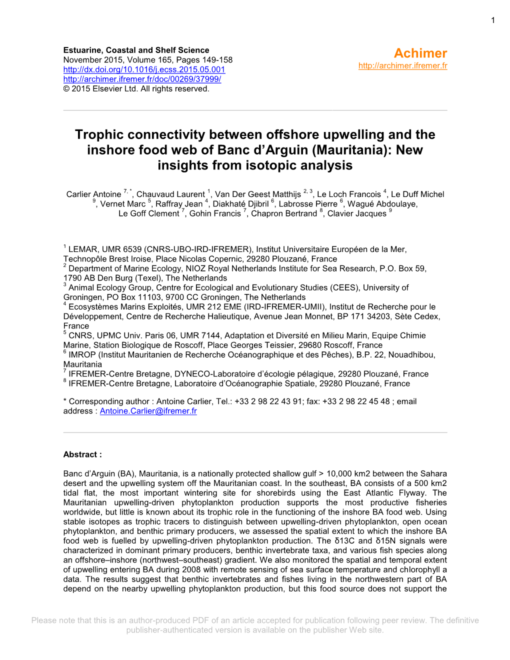 Mauritania): New Insights from Isotopic Analysis