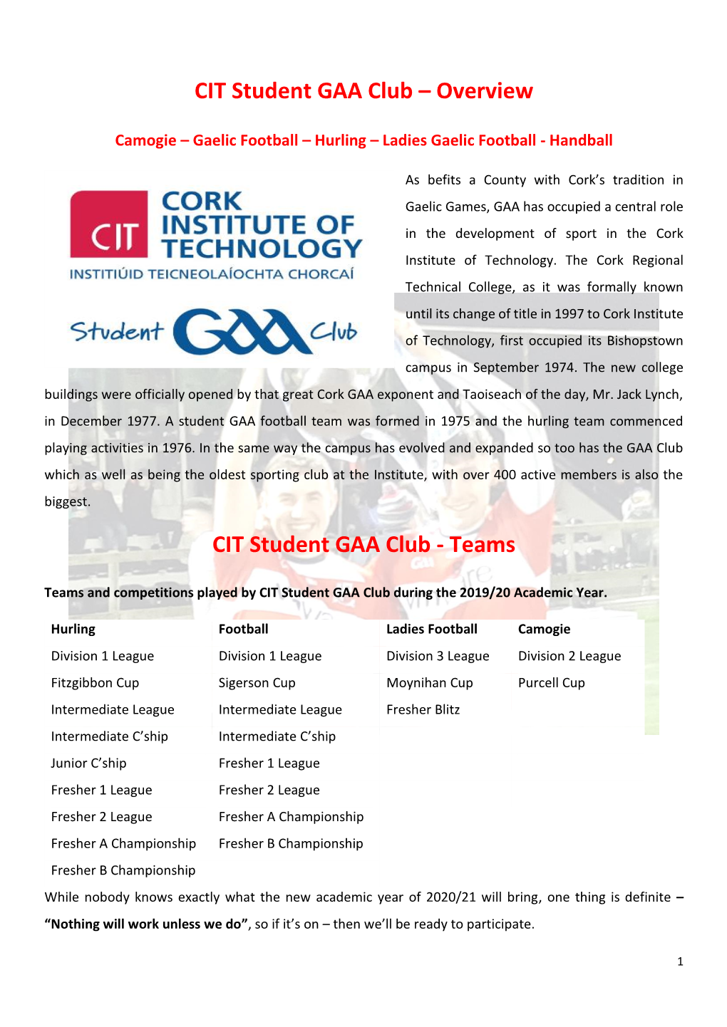 GAA Club – Overview