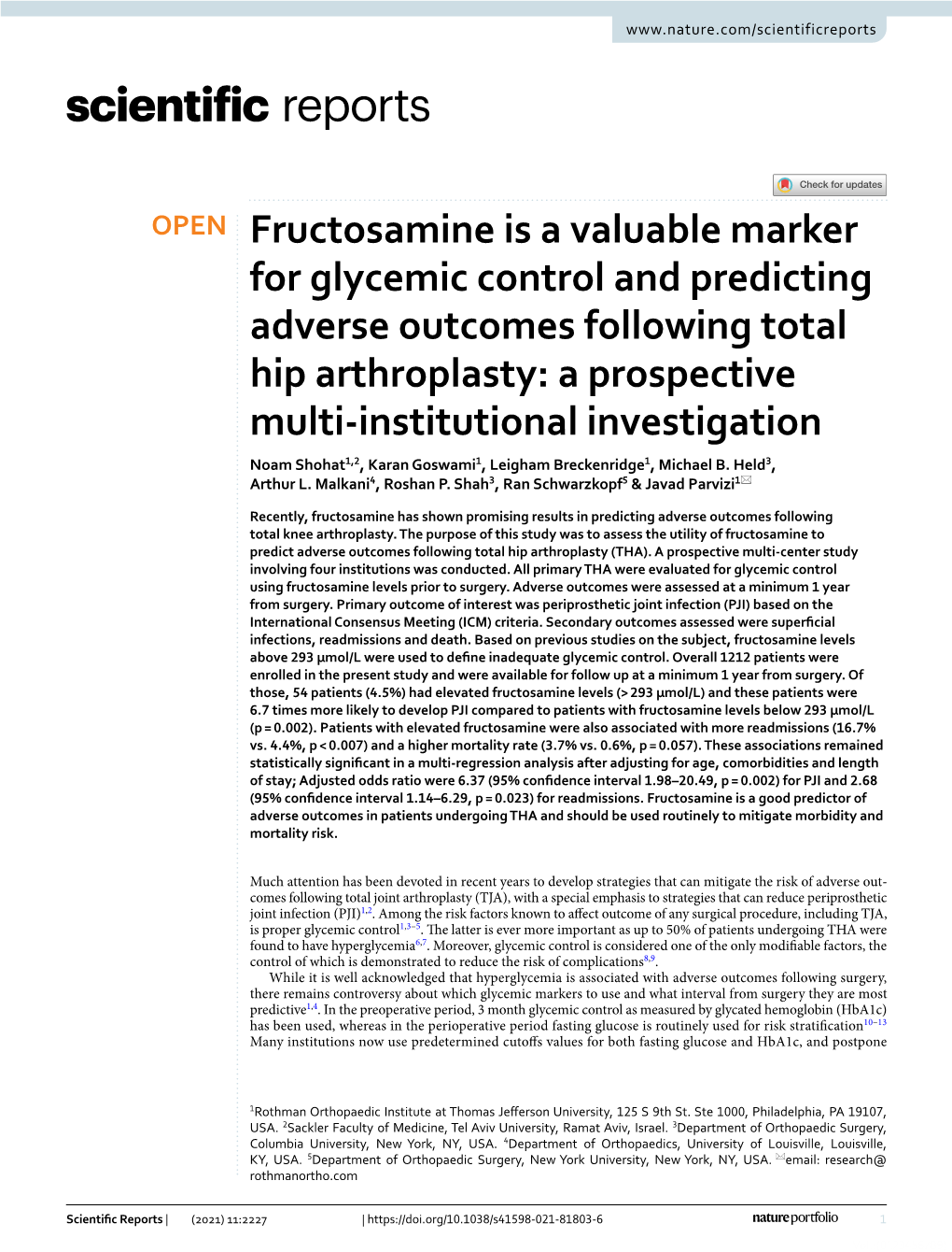 Fructosamine Is a Valuable Marker for Glycemic Control And