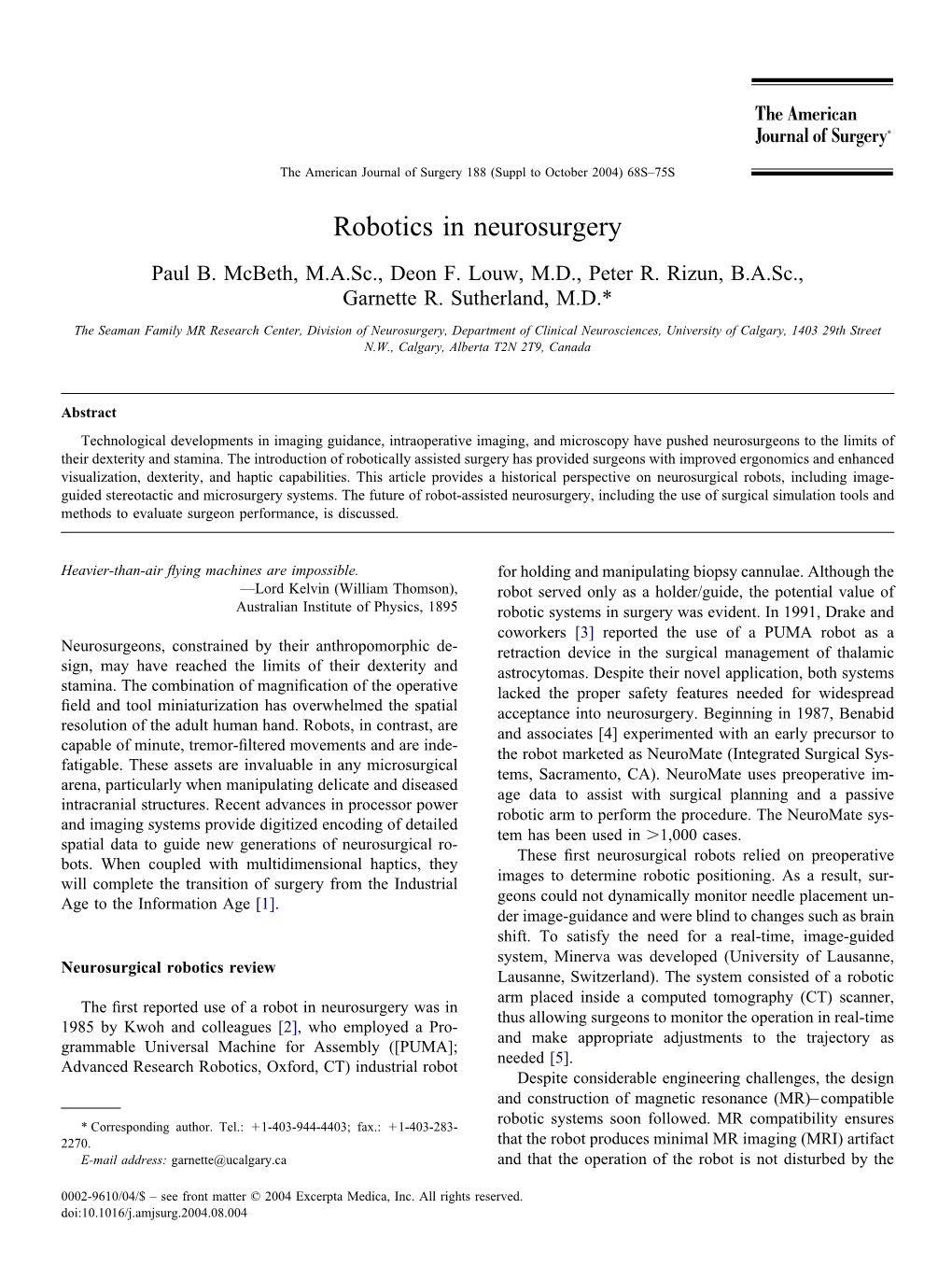 Robotics in Neurosurgery