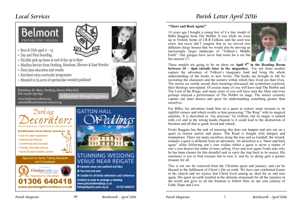 Local Services Parish Letter April 2016